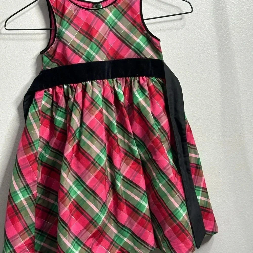Oshkosh B’gosh Toddler Girl Party Holiday Red Sleeveless Plaid‎ Dress Size 4T.
